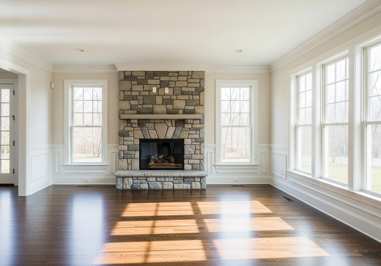 Beautifully finished interior living room painting result in Downingtown PA by TCM Finishes