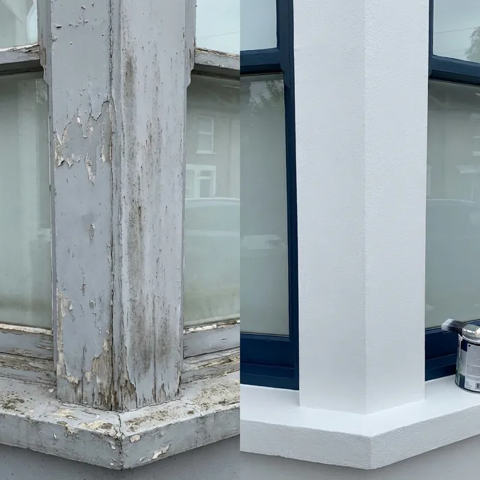 Before and after exterior painting restoration on Downingtown home