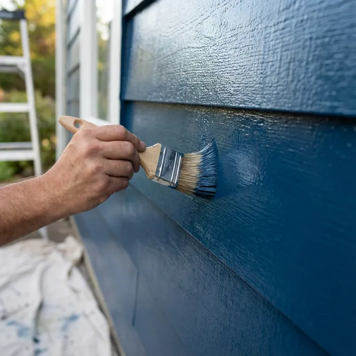 Exterior siding painting detail on Chester County residential home