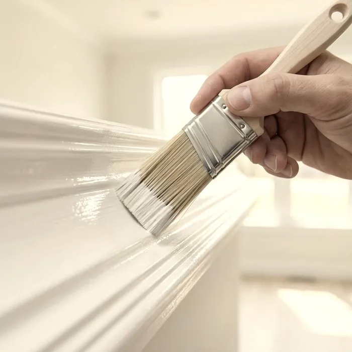 Perfectly finished interior trim and baseboard painting detail in Chester County