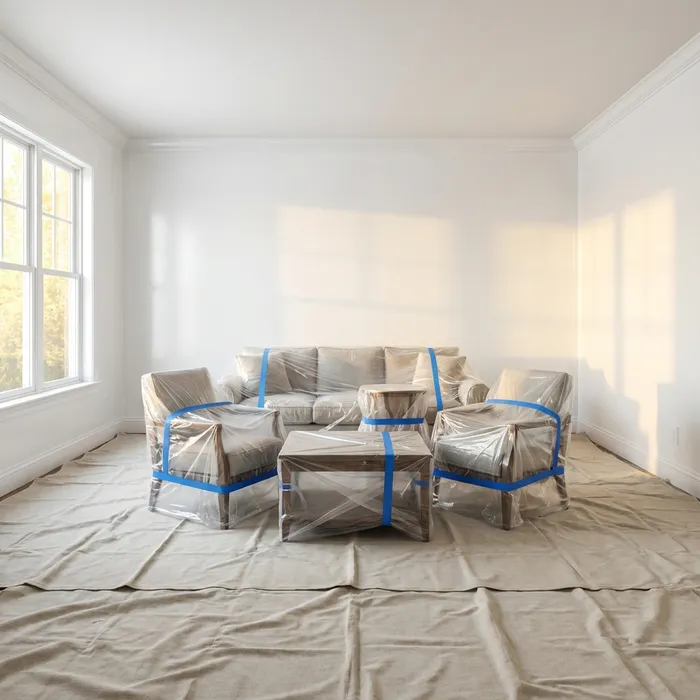 Interior painting furniture protection setup in Downingtown PA home