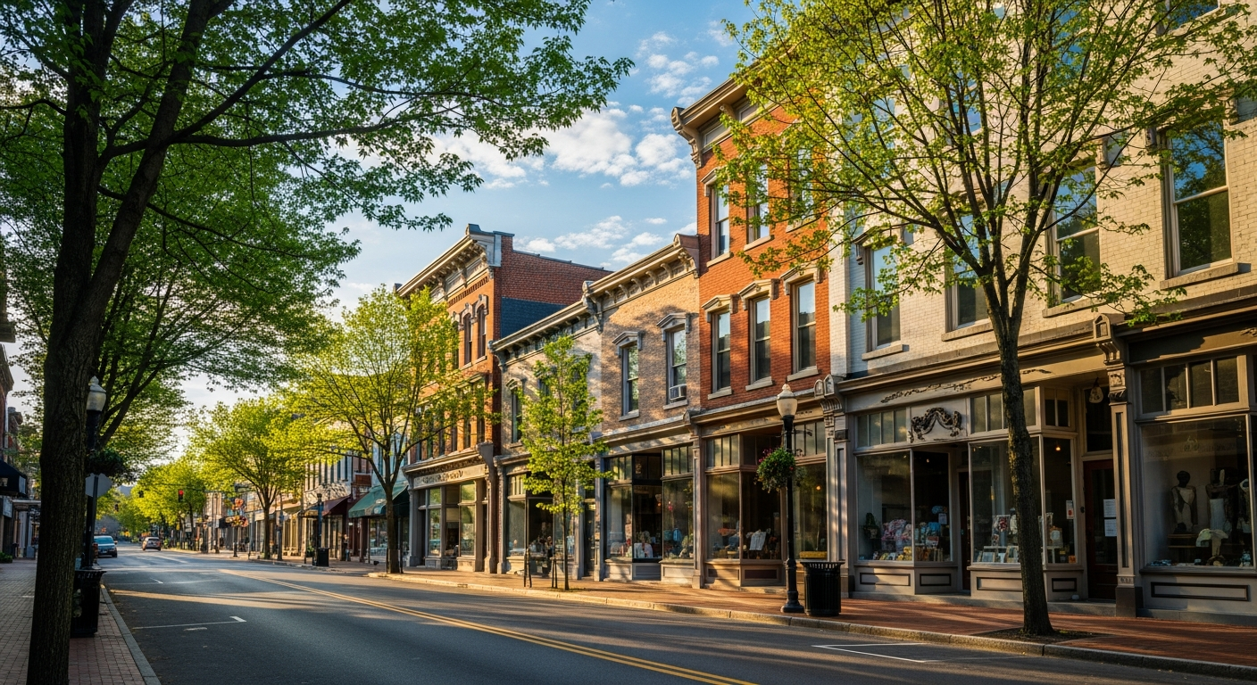 Downtown West Chester, PA streetscape with charming storefronts